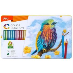 Цветни моливи Deli Color Emotion, 36 цвята, в метална кутия