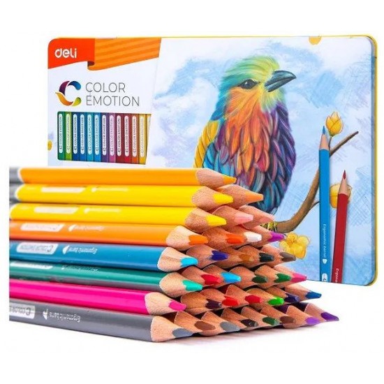 Цветни моливи Deli Color Emotion, 36 цвята, в метална кутия