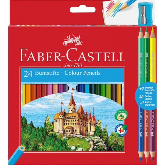 Цветни моливи Faber Castell Castle, 24+6 цвята