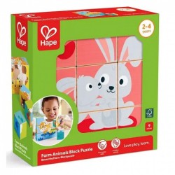 Пъзел с кубчета, Hape, Ферма, 9 части