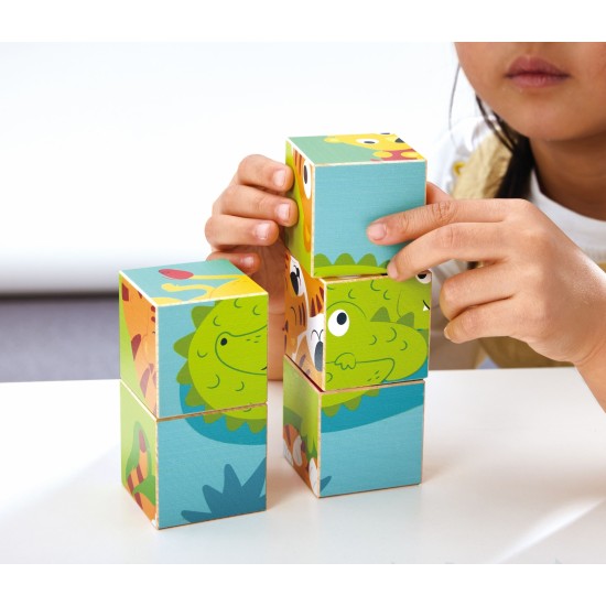 Пъзел с кубчета, Hape, Ферма, 9 части