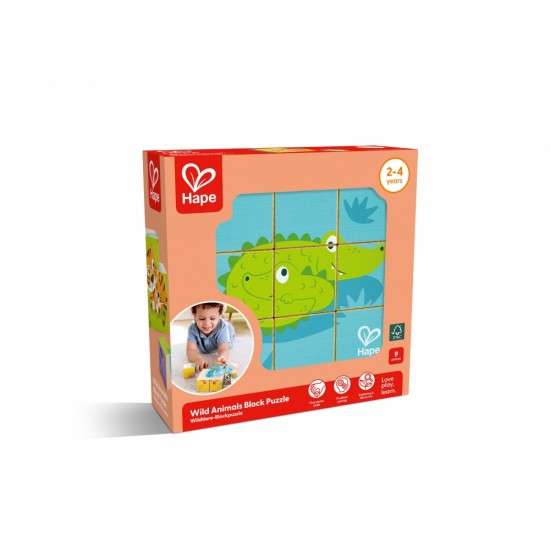 Пъзел с кубчета, Hape, Ферма, 9 части