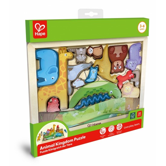 Образователен дървен пъзел, Hape, Царството на животните