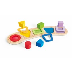 Пъзел, дървен с форми за сортиране, Hape, 11 части