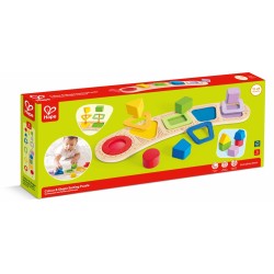 Пъзел, дървен с форми за сортиране, Hape, 11 части