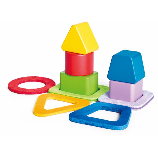 Пъзел, дървен с форми за сортиране, Hape, 11 части