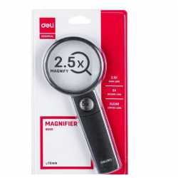 Лупа Deli E9090, ф 75 мм, увеличение х2.5/х5
