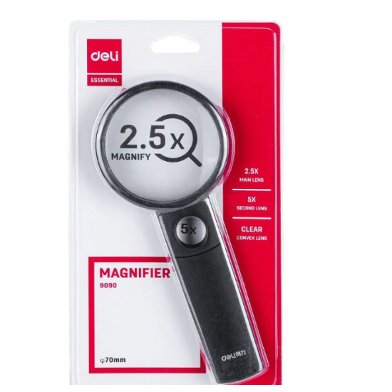 Лупа Deli E9090, ф 75 мм, увеличение х2.5/х5