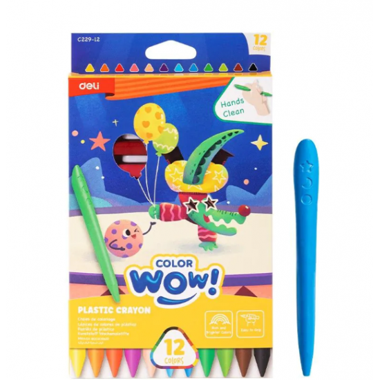 Пастели пластик Deli Color wow, 12 цвята