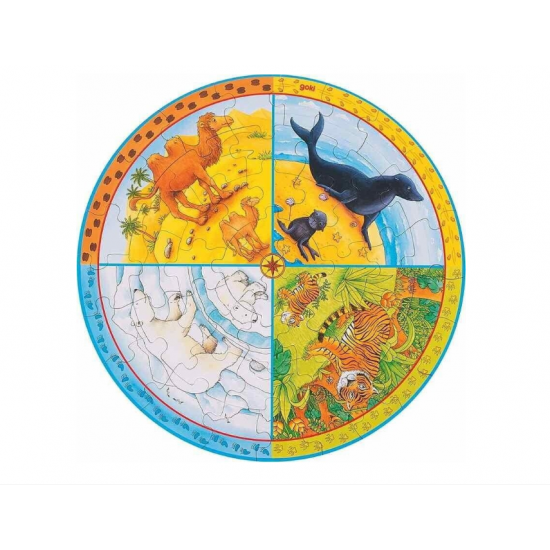 Голям кръгъл пъзел 4 животни и техните местообитания