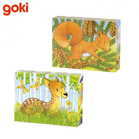 Дървени кубчета Goki - Горски животни
