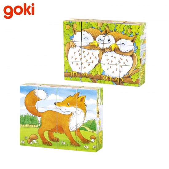 Дървени кубчета Goki - Горски животни