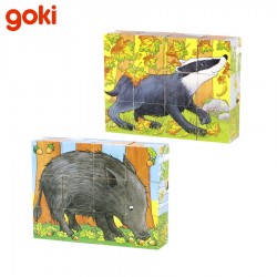 Дървени кубчета Goki - Горски животни