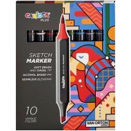 Комплект двувърхи скеч маркери Carioca Plus - Van Orton, 10 цвята