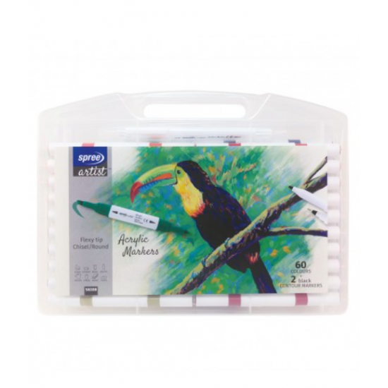 Акрилни двувърхи маркери Flexy Chisel 60 + 2 