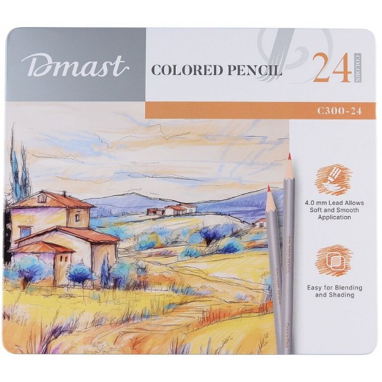 Моливи Deli Dmast 24 цвята, метална кутия