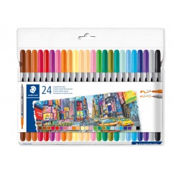 Флумастери Staedtler 3200, двувърхи, 20+4 цвята