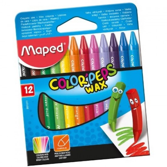 Пастели  восъчни Maped Color Peps, 12 цвята