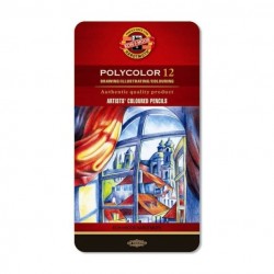 Комплект професионални цветни моливи KOH-I-NOR POLYCOLOR - 12 цвята