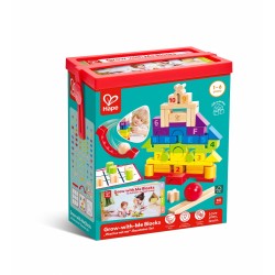 Комплект кубчета и форми, Hape, Порасни с мен, 80 части