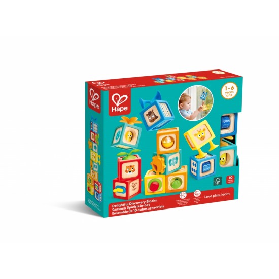 Комплект кубчета за откритие, Hape, 10 части