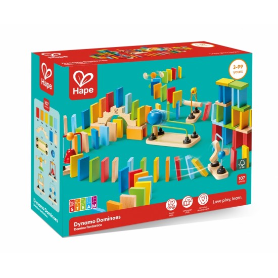 Домино Дървен комплект, Hape, 107 части