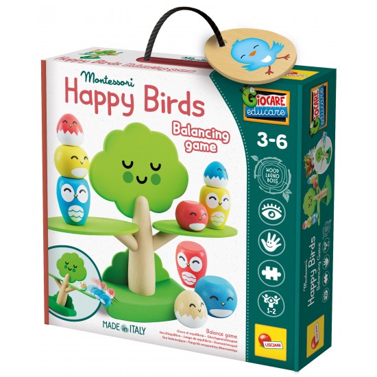 Дървена балансираща игра Montessori Baby Wood Happy Birds