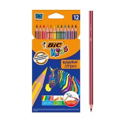 Моливи цветни BIC Kids Evolution Stripes - 12 цвята