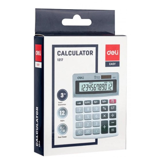 Калкулатор Deli Easy E1217, настолен, 12 dgt, бял