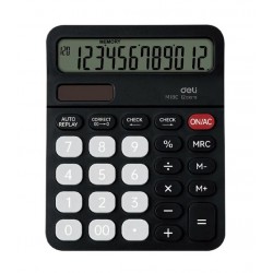 Калкулатор Deli EM18C, настолен, 12 dgt, 147х117.6х33.5 мм, черен