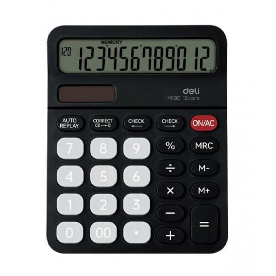 Калкулатор Deli EM18C, настолен, 12 dgt, 147х117.6х33.5 мм, черен