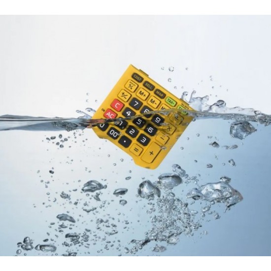 Калкулатор CASIO WM-320MT, настолен, водоустойчив, 12 dgt, 169х109х33.4 мм, гумен панел, жълт