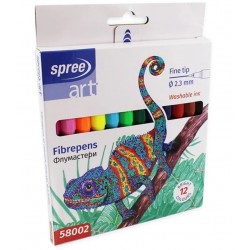Цветни флумастери SpreeArt - Ø 2.3 mm, 12 цвята