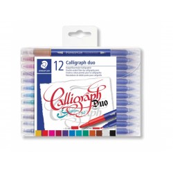 Калиграфски двувърхи маркери Staedtler, 12 цвята