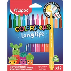 Флумастери Maped Color Peps - Long Life, 12 цвята