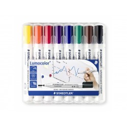 Комплект маркери Staedtler Lumocolor 351 за бяла дъска, обли, 8 цвята