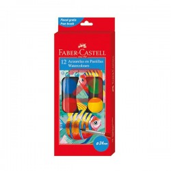 Акварелни бои Faber Castell, 24 мм, 12 цвята