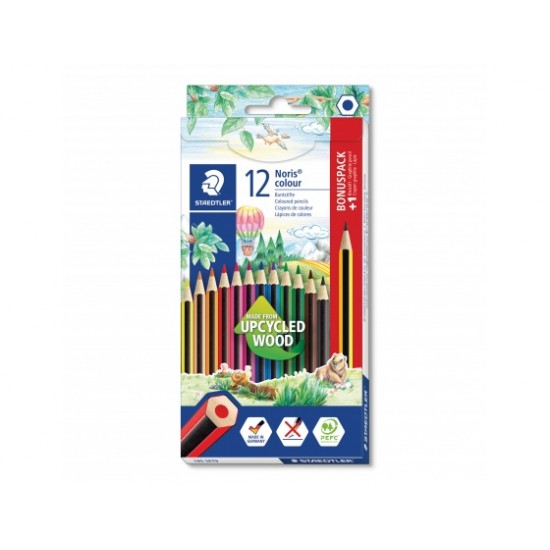 Комплект цветни моливи Staedtler NC 185, 12цв +1 бр. Noris + гума